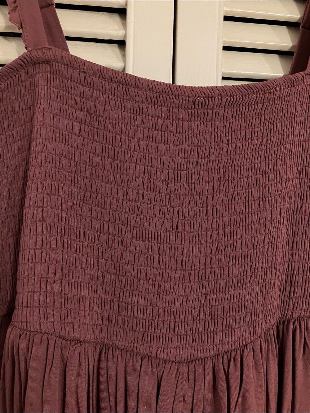 Torrid Size 1 Dusty Mauve Smocked Bodice Ruffle Strap Midi Dress lined - Picture 4 of 10